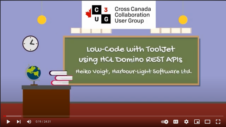 New C3UG video: Low-Code with Tooljet using the HCL Domino REST APIs